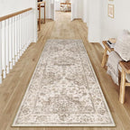 2x6 Washable Neutral Runner Rug Brown Vintage Hallway Kitchen Carpet Non-Slip - Image 3