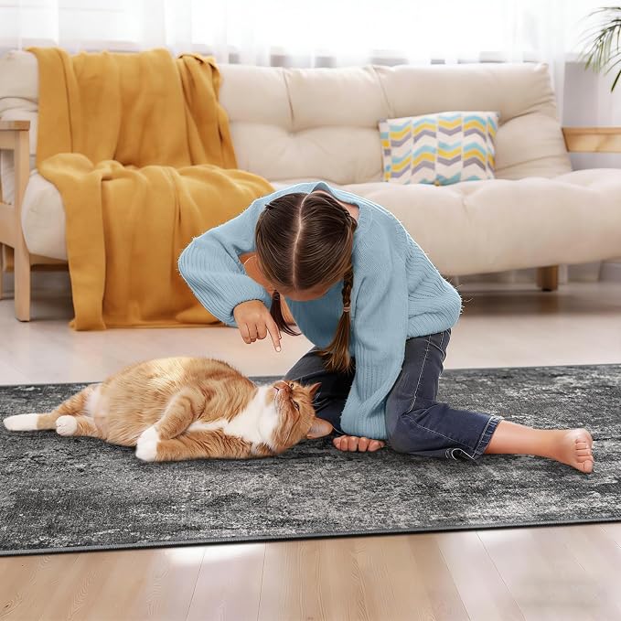 2x10 Black Rug Runners for Hallways Kitchen Runner Rug Non Slip Washable Black - Image 5