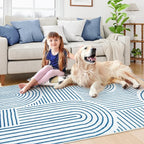 Lahome Abstract Washable Rugs, 4x6 Blue Rug - Image 5