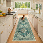 RELEANY Area Rugs Runner 2'6"x8' Washable Non-Slip, Floral Vintage Distress by RELEANY