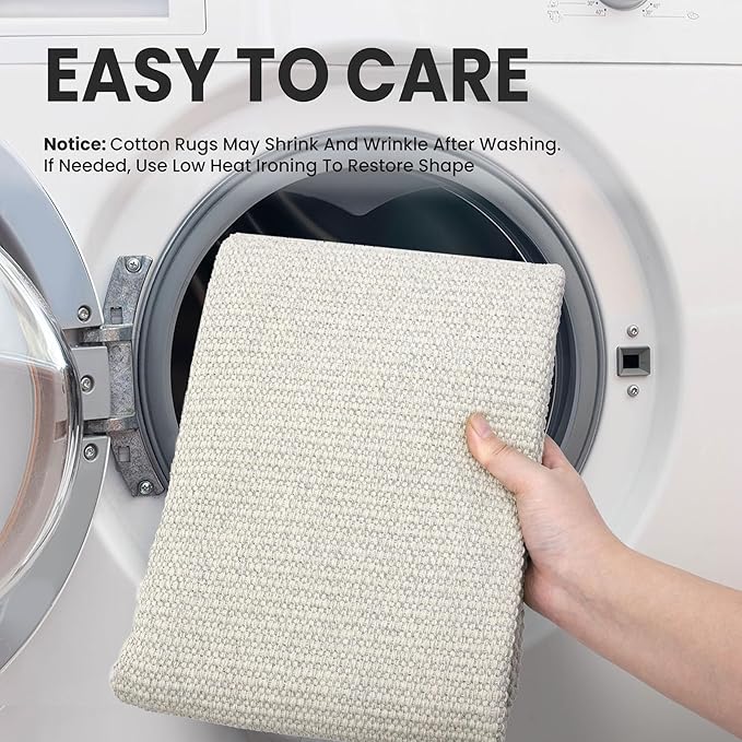 EARTHALL Washable Area Rugs 5x7 Ft Non Slip Living Room Rugs Cotton Rubber - Image 3