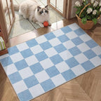 GarveeHome Checkered Light Blue and White 5x7 Washable Rug Geometric Diamond - Image 4