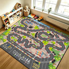 Kids Car Rug Play Mat, 5x7 ft Race Track Road Rug by GRAMBET