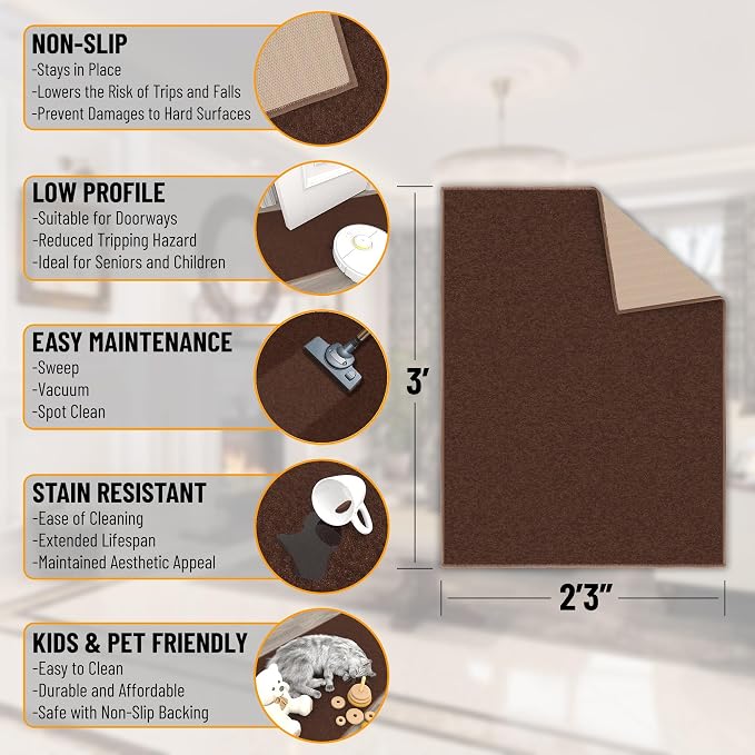 Ottomanson Door Mat Entryway Rug – Non-Slip Durable Low-Pile Kitchen Sink & - Image 2