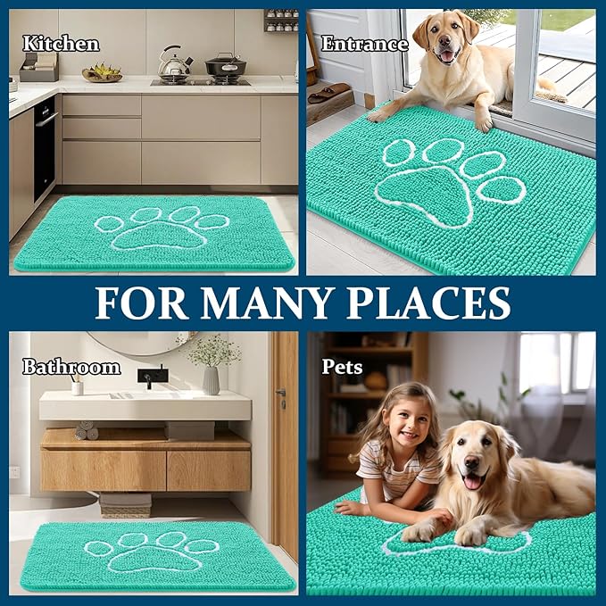 OLANLY Dog Door Mat for Muddy Paws 24x16, Paw Print Design, Absorbs Moisture - Image 8