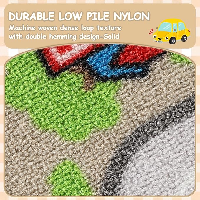 Capslpad Tan Car Road Kid Rug Carpet Playmat - Image 4