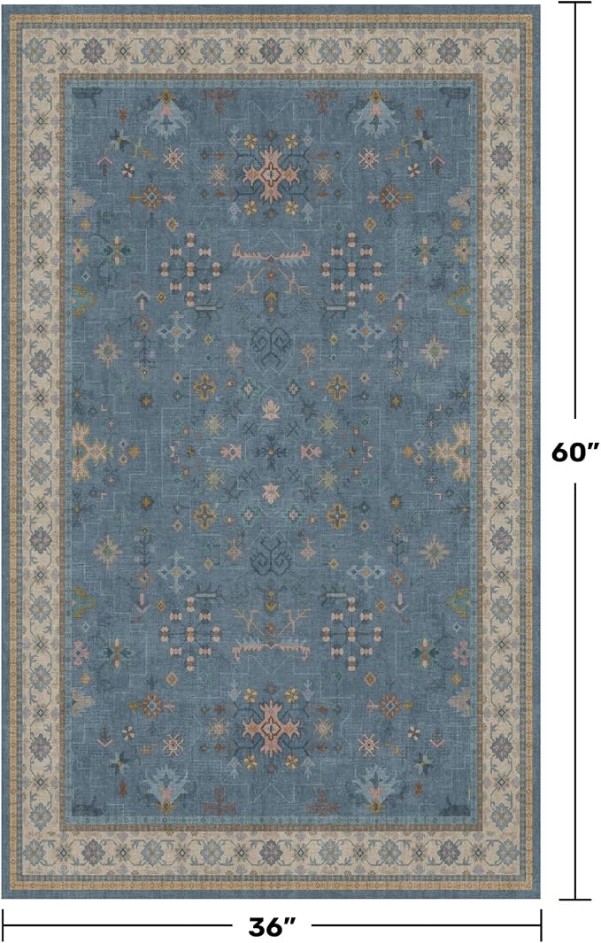 Washable Blue Rugs for Entryway Indoor - Image 2