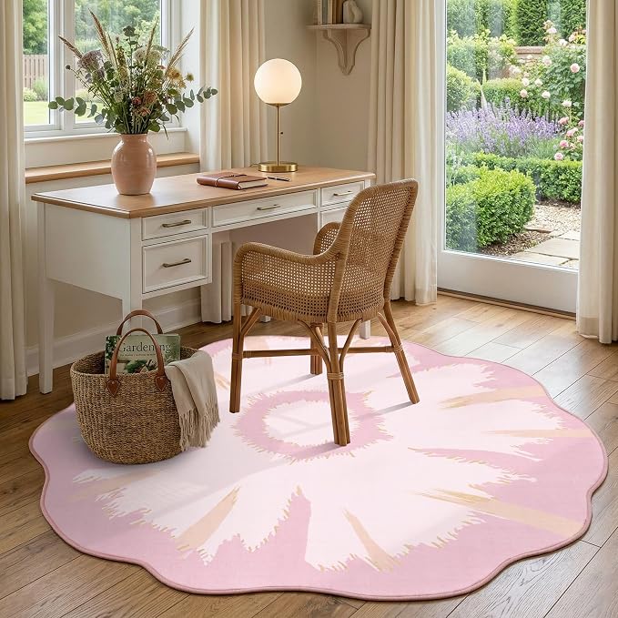 Latte&Fog Pink 6ft Round Area Rug - Image 4