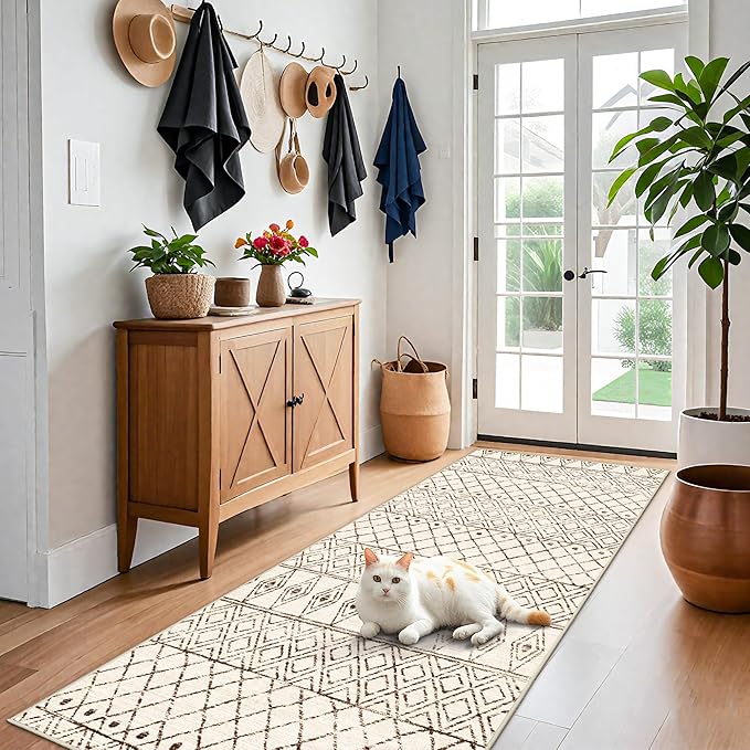 4x8 Rug Runner Machine Washable: Moroccan Hallway Runners by BYYVOORugsforYourHome