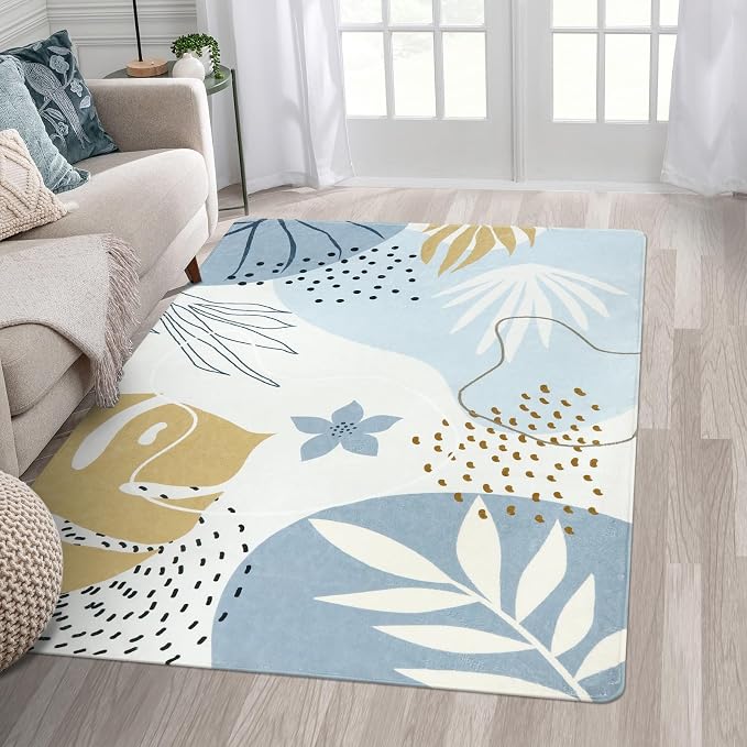 Lahome Boho Washable Blue Rug by Lahome