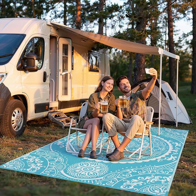 Pauwer Waterproof Outdoor Rug 6x9, Reversible Plastic Straw Patio Camping Rug - Image 7