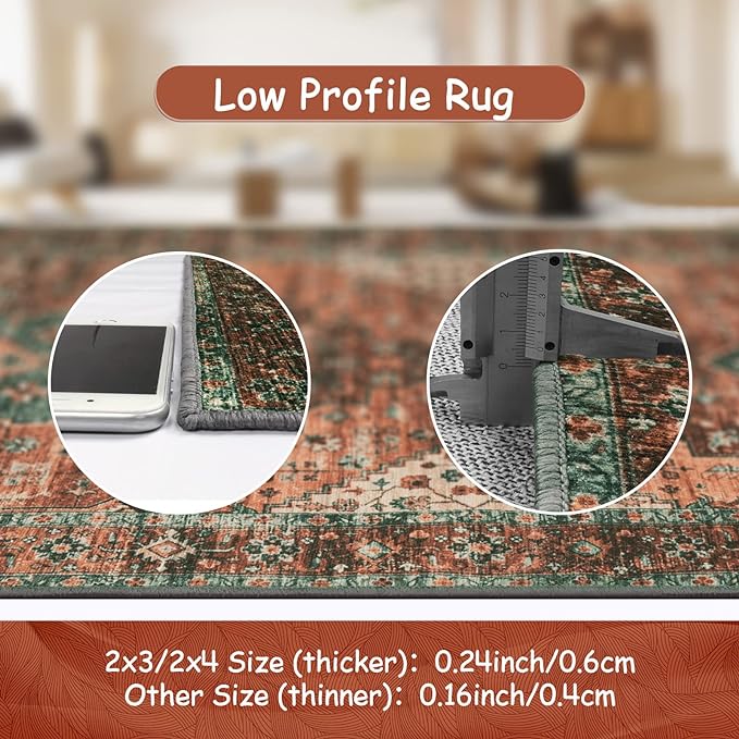 Moynesa Ultra-Thin Washable Vintage Area Rug - Image 5