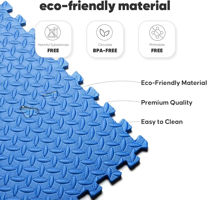 24 Pack Home Gym Mat, Puzzle Exercise Mat, EVA Interlocking Foam Floor Tiles - Image 4