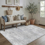 Latte&Fog 4x6 Rug for Living Room Bedroom, Vintage Grey Washable Area Rug - Image 3