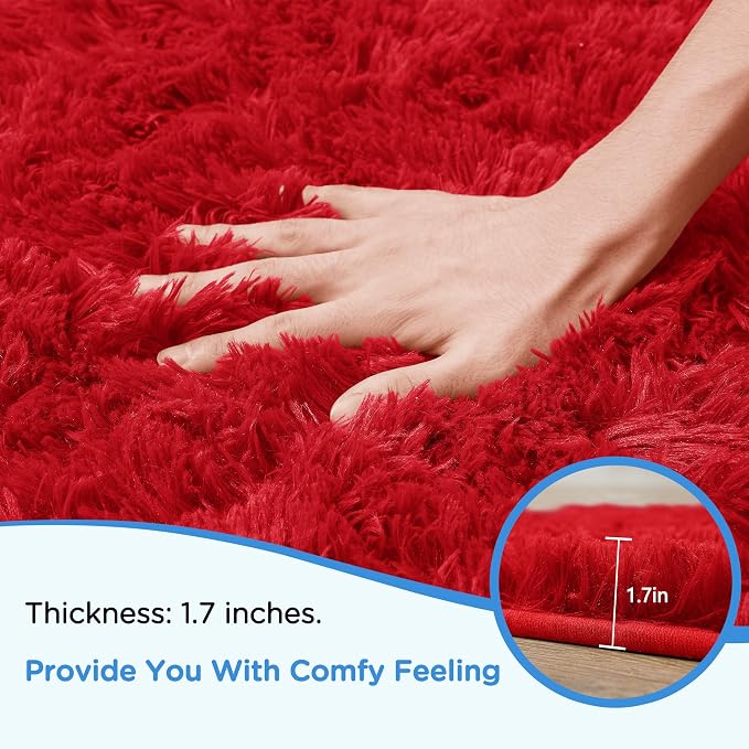 6x9 Red Area Rugs for Living Room, Large Fluffy Shag Rug for Bedroom Nursery - Image 5