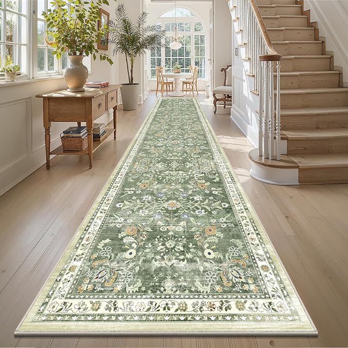 Yamaziot Washable Runner Rug 3x14 – Floral Non Slip Boho Hallway Runner Rug by Yamaziot