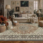 3x5 Area Rug for Living Room-Vintage Farmhouse Boho Floral Neutral Washable - Image 5