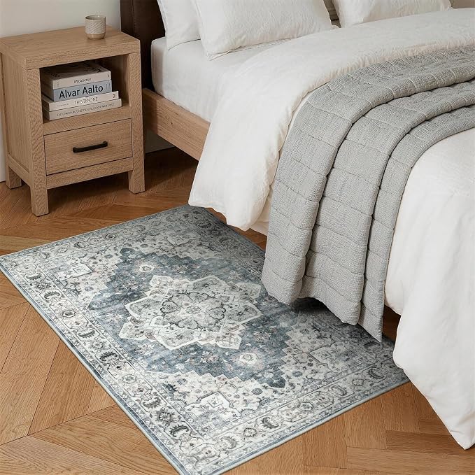 Lessymo 2 x 3 Runner Rug, Machine Washable Entryway Rugs Boho Faux Wool Low - Image 2