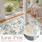 DCX Pink Botanical 5x7 Rug, Machine Washable Non Slip Stain Resistant Carpet - Image 4