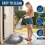 Smiry Half Circle Front Door Mat Outside Entrance, Heavy Duty Sturdy Natural - Image 6