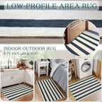 Blue and White Striped Outdoor Rug - Image 5