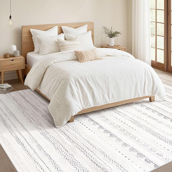Nakagishi Area Rugs 9x12 Living Room: Washable Boho Large Neutral Modern Soft - Image 5