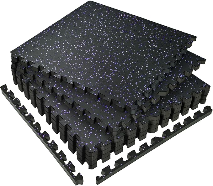 SUPERJARE 0.56'' Thick 6 Pcs 24 Sq Ft Rubber Top Exercise Equipment Mats by SUPERJARE