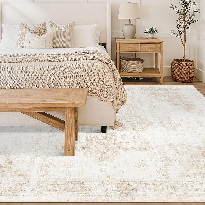 Area Rug 6x9 Washable Rug, Vintage Boho Medallion Rugs Non-Slip Soft Low Pile - Image 2