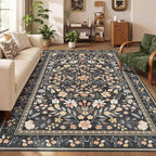 Rugxara Floral Rug for Living Room Bedroom, 5x7 Washable Rug, Large Non Slip by Rugxara