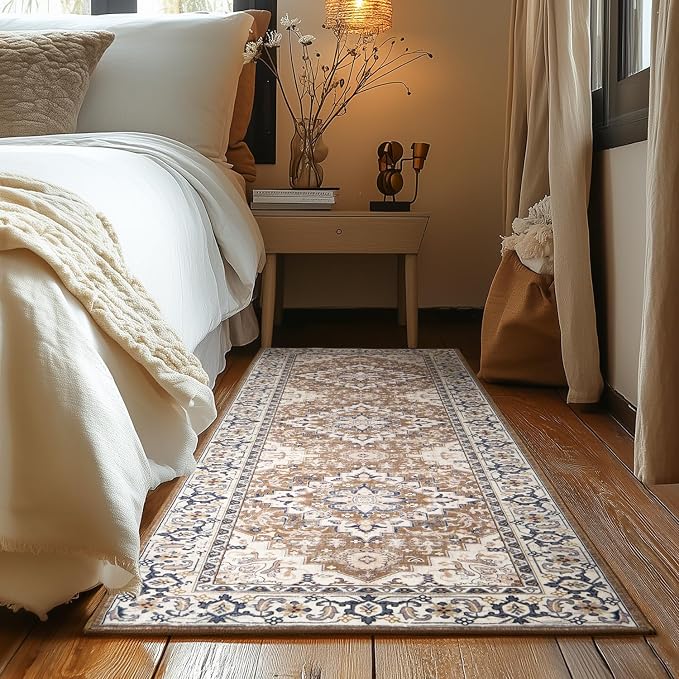 Lessymo 2 x 6 Runner Rug- Machine Washable Area Rugs Boho Faux Wool Low Pile - Image 2