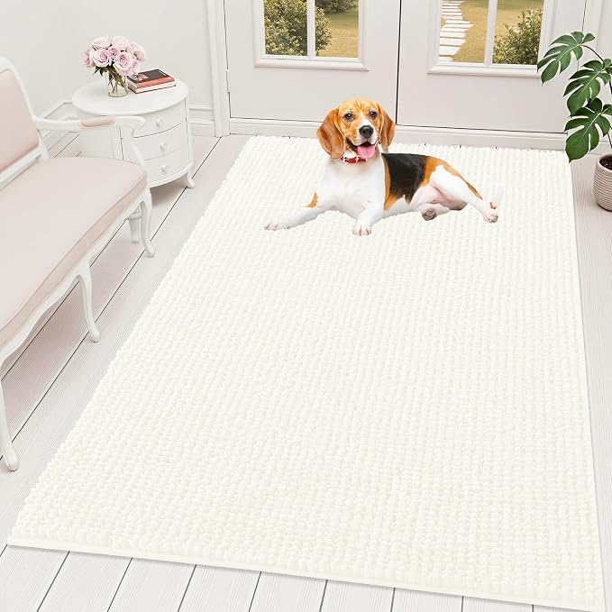 OLANLY Dog Door Mat for Muddy Paws 59x35, Ultra Absorbent Chenille Mud Doormat by OLANLY