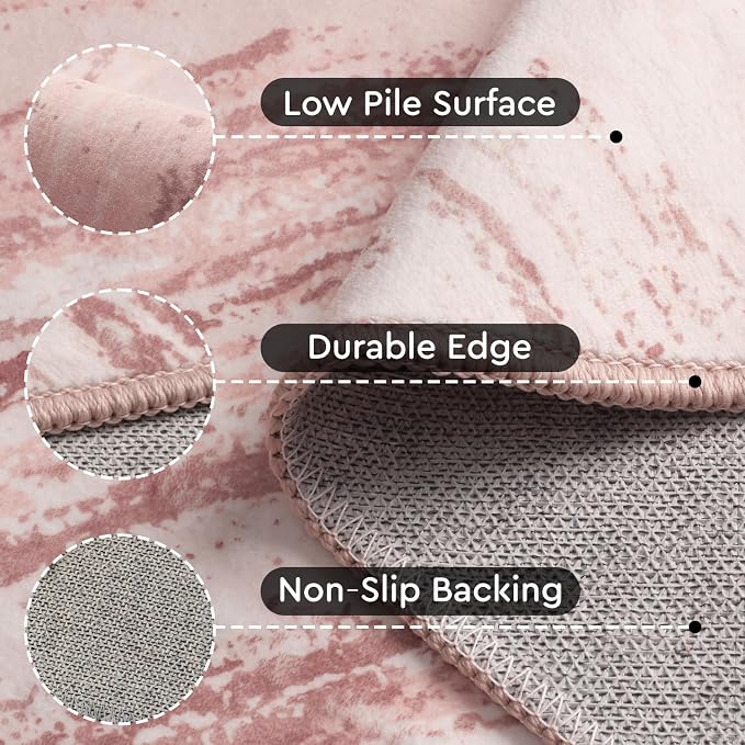 tchdio Round Rug 5FT Pink Modern Abstract Circle Rug - Image 3