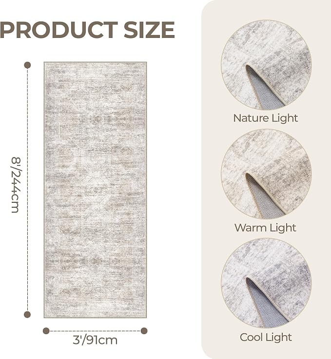 3x8 Runner Rug Non Slip Washable - Image 2