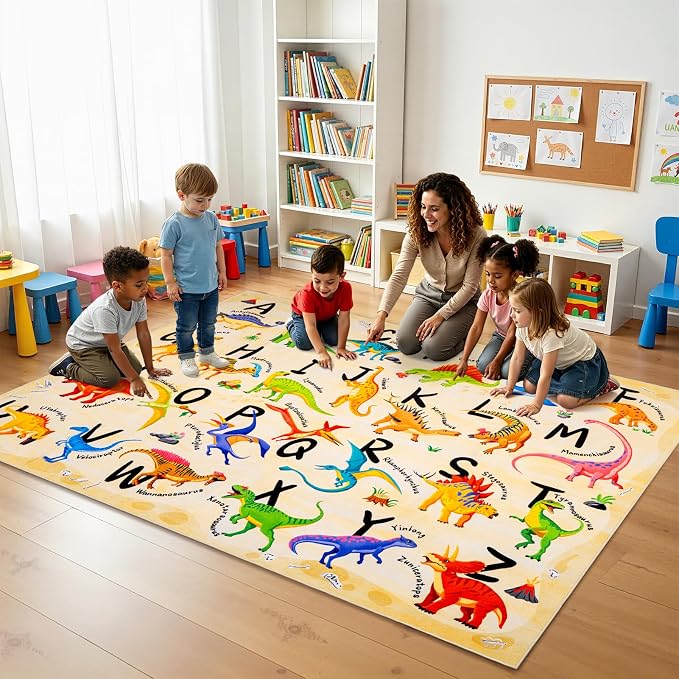 6x9 ABC Classroom Rug for Kids Playroom, Alphabet Rug - Image 3