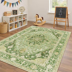 RELEANY Area Rugs 4'x6' Washable Non-Slip, Floral Vintage Distress Medallion - Image 3
