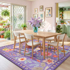 RELEANY Floral Square 8ft Area Rugs Washable Print Boho Cute Carpet Non Slip - Image 9