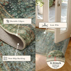 Latte&Fog 5x7 Area Rugs for Living Room, Vintage Green Washable Rug, Floral - Image 7