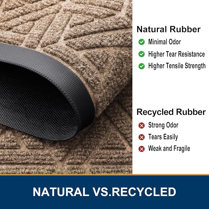 Smiry Front Door Mat Outside Entrance, Heavy Duty Sturdy Natural Rubber Doormat - Image 4