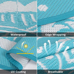 Pauwer Waterproof Outdoor Rug 8x10, Reversible Plastic Straw Patio Camping Rug - Image 3
