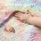 KICHOWUA Thick Area Rug 5x7 Rainbow Fluffy Shag - Image 3