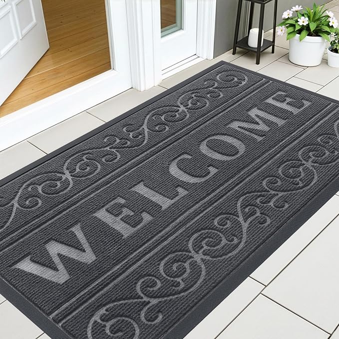 OLANLY Welcome Door Mat Indoor Outdoor Entrance, Heavy Duty Sturdy Front Door by OLANLY