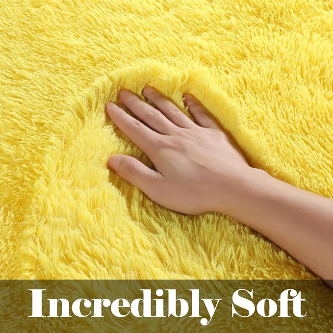 ONASAR Yellow Runner Rugs for Bedroom Living Room, Fluffy 2x6 Bedside Hallway - Image 2