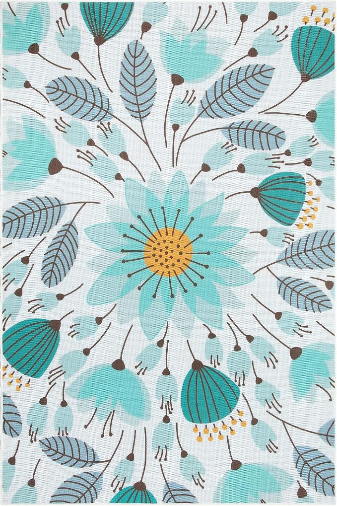 Lahome Floral Indoor Outdoor Rugs, 6x9ft Non Slip Outdoor Patio Rug - Image 7