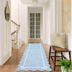 GarveeHome Scalloped Bow Rug for Living Room, Solid Blue Rug for Dorm, Washable - Image 3