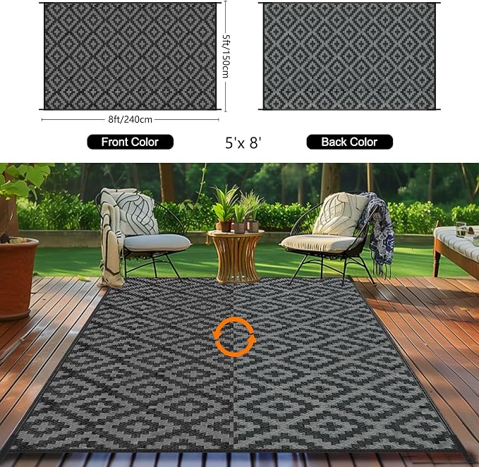 Outdoor Patio Plastic Straw Rug - Image 3