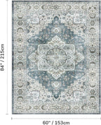 Lessymo Vintage Medallion Rug for Living Room 5x7, Machine Washable Area Rugs - Image 2