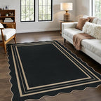 Modern Easy Jute 4x6 Outdoor Patio Rug, Washable Indoor Black Kitchen Rugs by LORWER