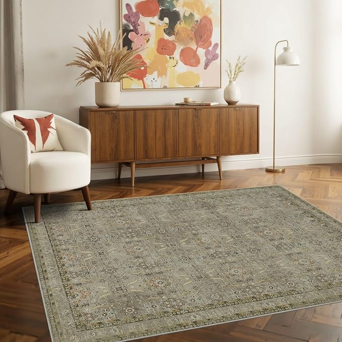 Rugxara 3x5 Rug for Entryway Bedroom, 3x5 Washable Area Rug, Vintage Retro Boho - Image 3