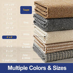 Faux Jute Area Rug 4'x6', Washable & Non-Slip, Taupe | 0.27" Low Pile Easy Jute - Image 6