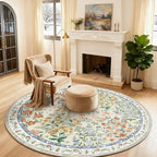 Washable Round Rugs for Bedroom 4ft: Living Room Rug Stain Resistant Non Slip by palohom